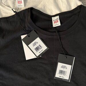 TWO - NWT Re/Done Hanes 1950s Boxy Tee - Washed Black and Vintage White